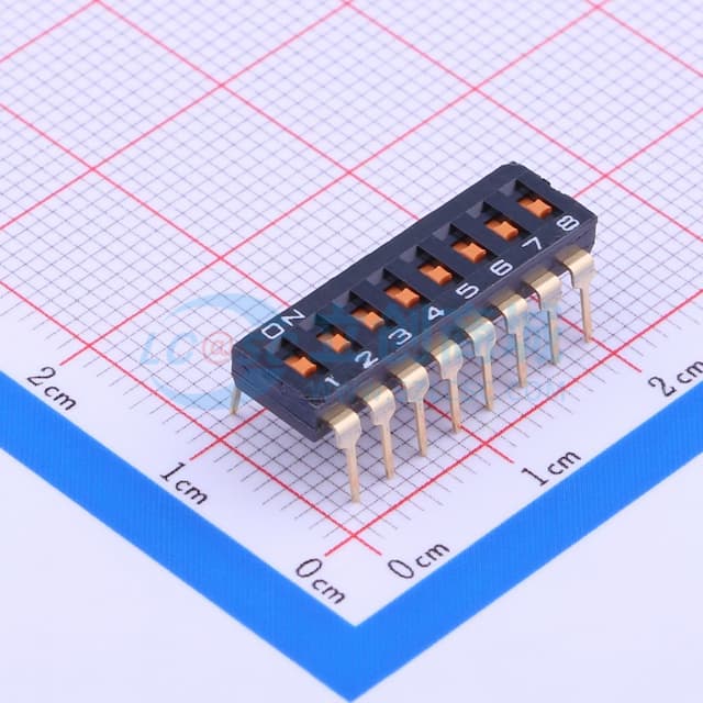 间距2.54mm 平拨,凹槽式 8位拨码开关 【插件】实物图