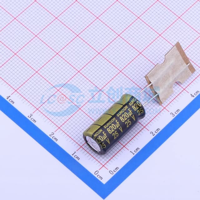 820uF ±20% 25V 【引线】实物图