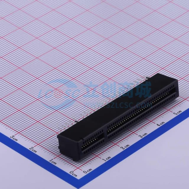 黑色 PCIE3.0 DIP连接器 带双定位柱 卡边缘插槽【“金】实物图