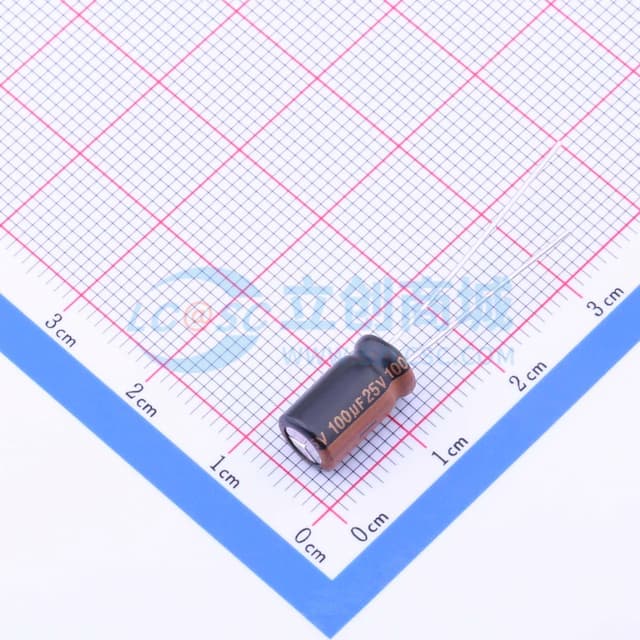 100uF ±20% 25V 【引线】实物图