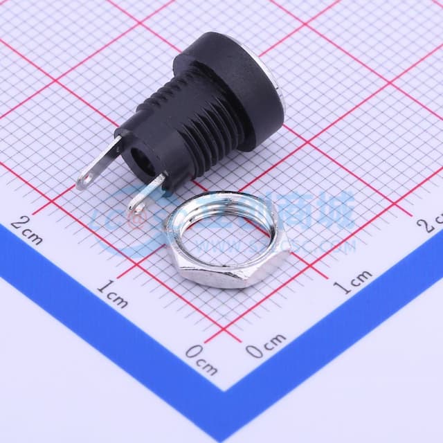 (2件套，附螺母一枚) DC电源插座 内径:2mm 外径:6.6mm【AC】实物图