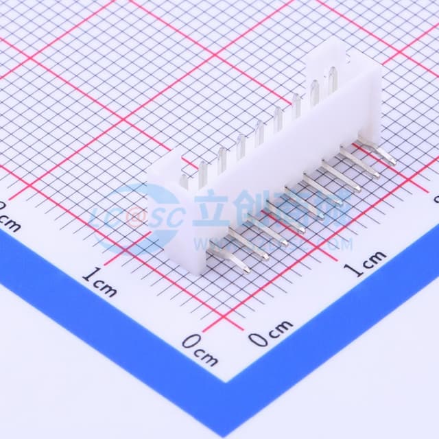 白色 1x9P 间距:2mm 弯插 系列:PH【插件】实物图