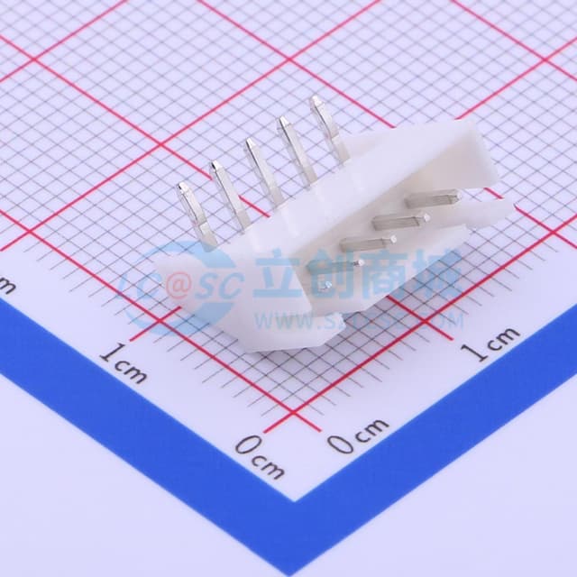 白色 1x5P 间距:2.5mm 弯插【插件】实物图
