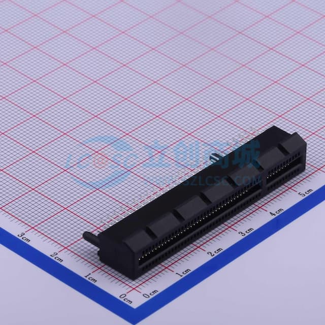 黑色 PCIE3.0 DIP连接器 带双定位柱 卡边缘插座 2.3mm引脚长,PA46【“金】实物图