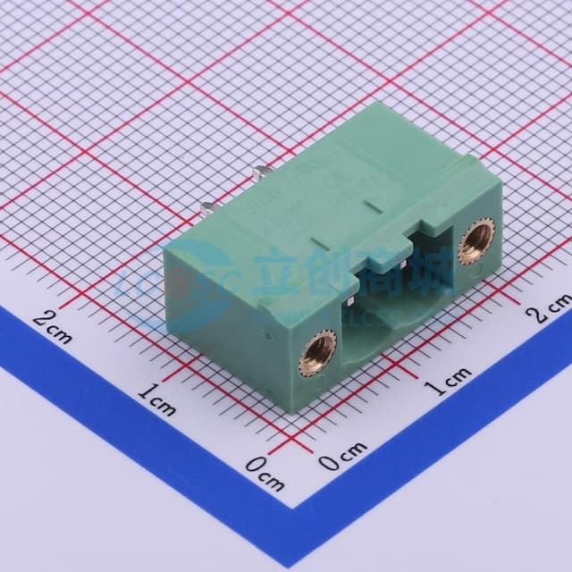 螺丝固定 1x2P 5.08mm 排数:1 每排P数:2 【插拔】实物图