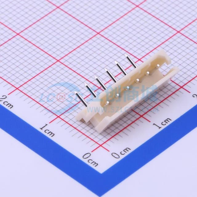 乳黃 1x6P 间距:2.5mm 弯插【插件】实物图