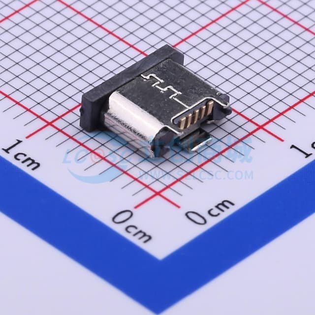 Micro-B 母 卧贴实物图