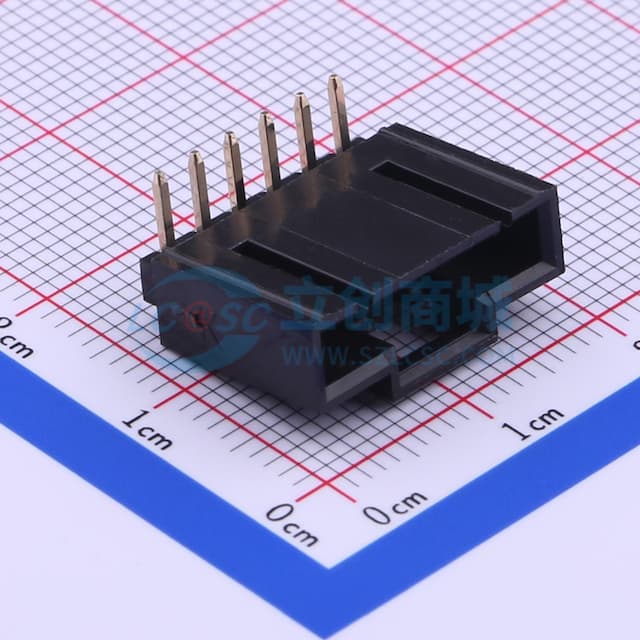 黑色 1x6P 间距:2.54mm 弯插【插件】实物图