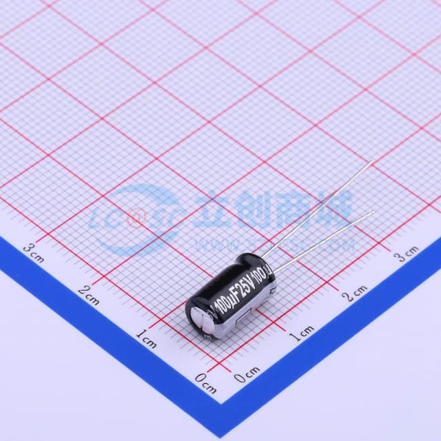 100uF ±20% 25V 【引线】实物图