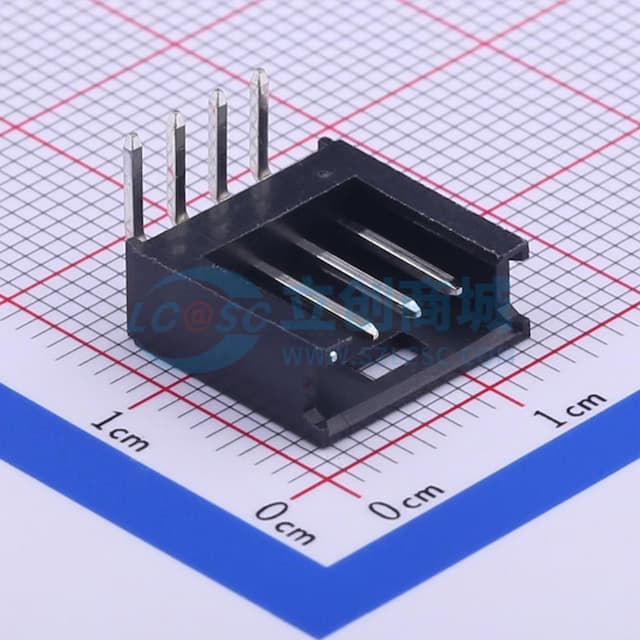 黑色 1x4P 间距:2.54mm 弯插【插件】实物图