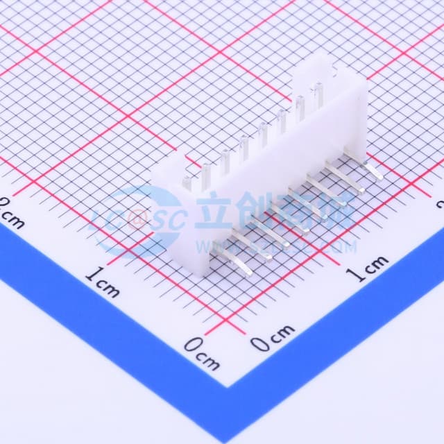 白色 1x8P 间距:2mm 弯插 系列:PH【插件】实物图