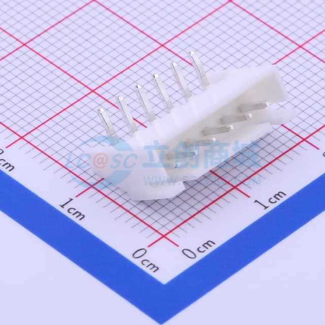 白色 1x6P 间距:2.5mm 弯插【插件】实物图