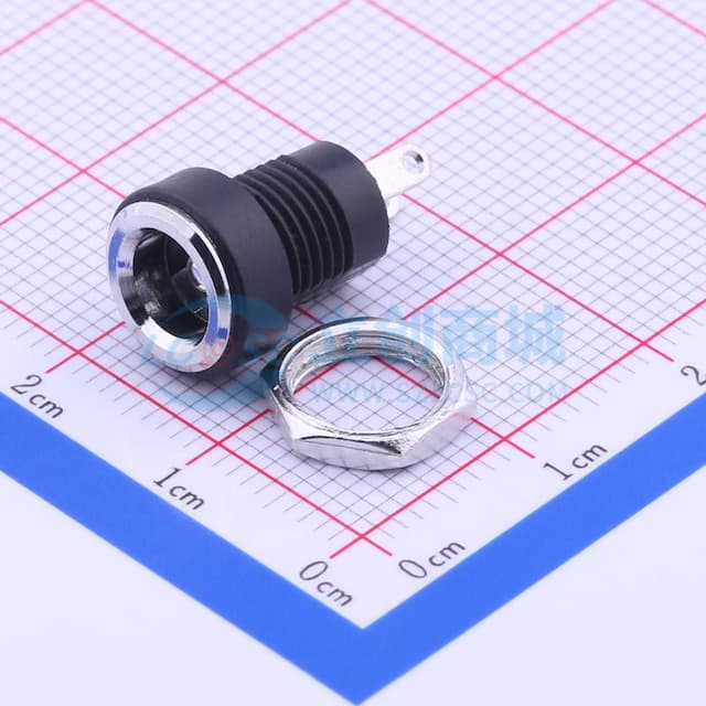 (2件套，附螺母一枚) DC电源插座 内径:2.5mm 外径:6.6mm【AC】实物图