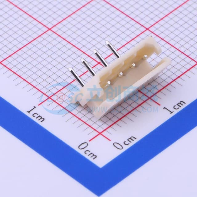 乳黃 1x4P 间距:2.5mm 弯插【插件】实物图