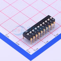 间距2.54mm 平拨,凸起式 10位拨码开关 【插件】缩略图