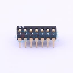 间距2.54mm 平拨,凸起式 7位拨码开关 【插件】缩略图