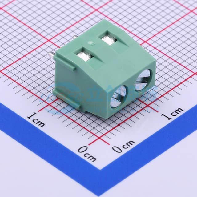 1x2P 5.08mm 直插 排数:1 每排P数:2 【螺钉】实物图