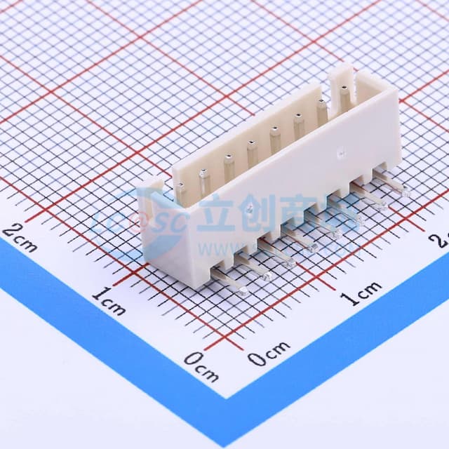 1x8P 间距:2.5mm 弯插 系列:XH 【插件】实物图