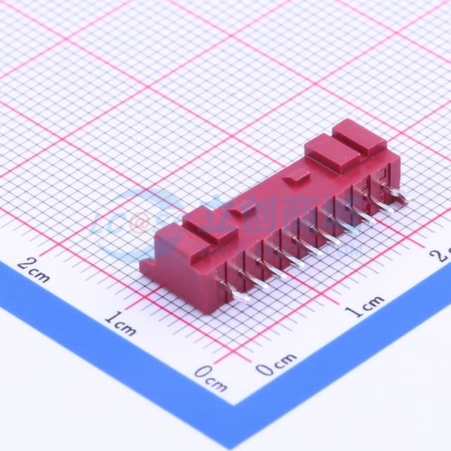 红色 1x10P 间距:2mm 直插 系列:PA【插件】实物图
