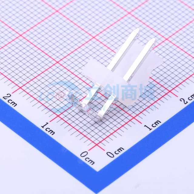1x2P 间距:3.96mm 弯插 系列:CH 【插件】实物图