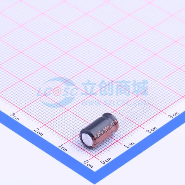 100uF ±20% 25V 【引线】实物图