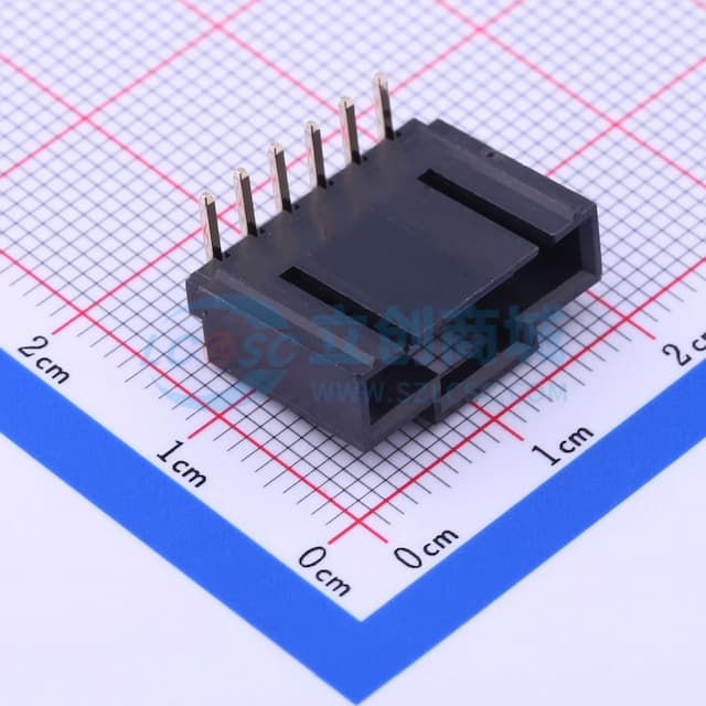 1x6P 间距:2.54mm 弯插 【插件】实物图