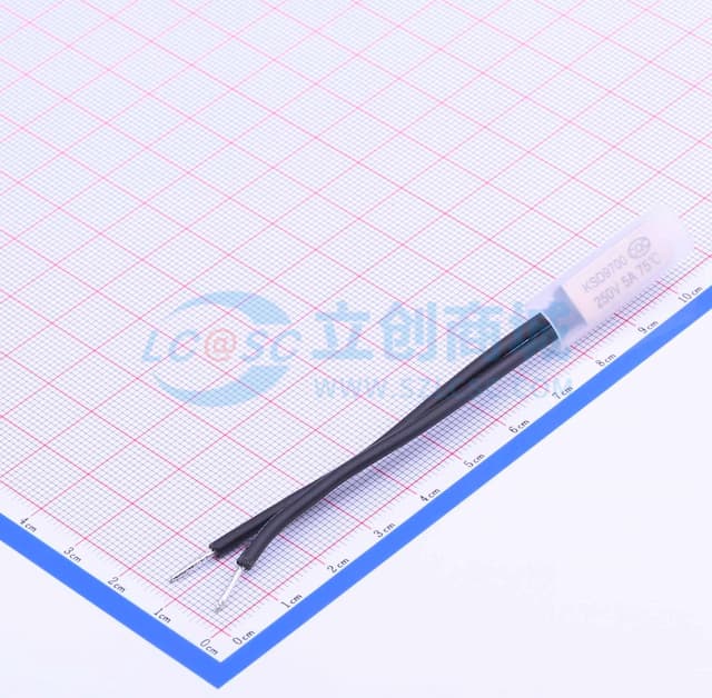 常闭B 动作温度：75℃ 5A实物图