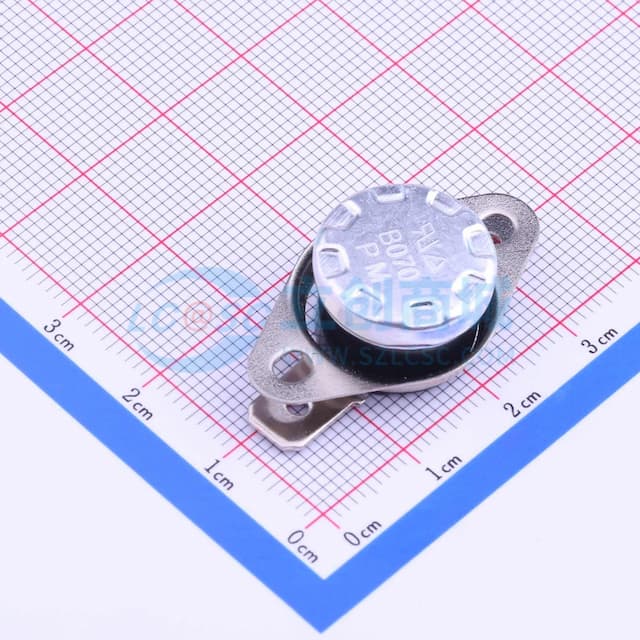 常闭B 动作温度：70℃ 恢复温度：55℃ 10A实物图