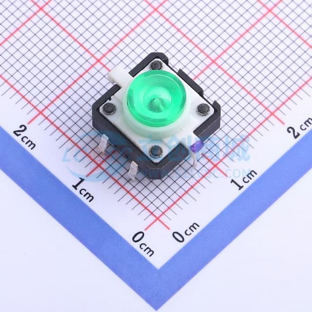 带灯开关 绿色12.0mm*12.0mm 【带灯】实物图