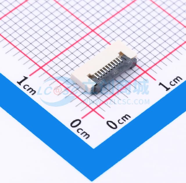间距:0.5mm P数:10P 翻盖式 下接实物图
