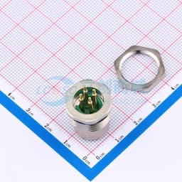 2件套 M12 插座，母头，PCB 安装，面板后部缩略图