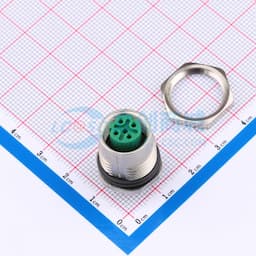 2件套 M12 插座，母头，PCB 安装，面板后部缩略图