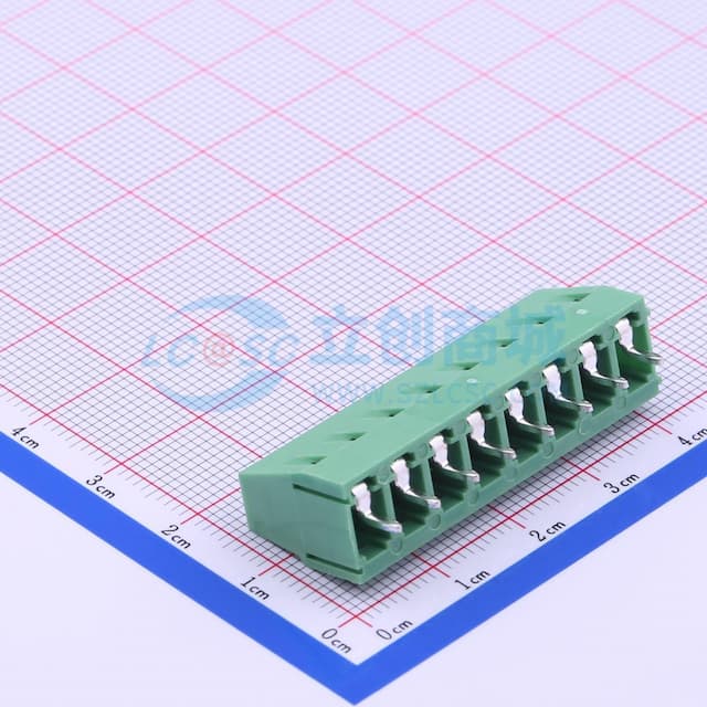 1x8P 5mm 直插 排数:1 每排P数:8【螺钉】实物图