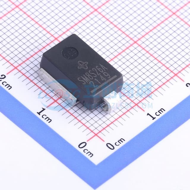 单向TVS 26V截止 峰值浪涌电流：157A@10/1000us实物图