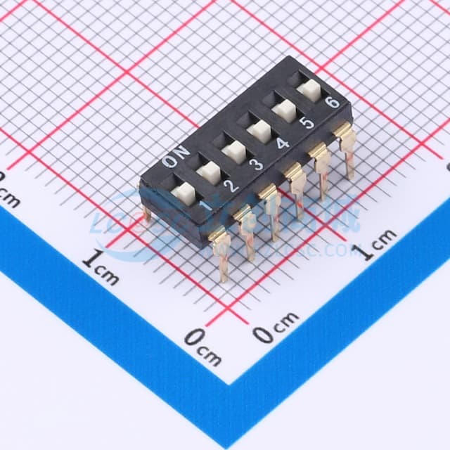 【插件】间距2.54mm 6位拨码开关实物图