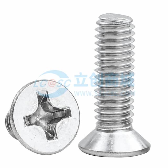 奥峰，十字槽沉头机螺钉，GB819，M6-1X25，不锈钢316，A4-70，本色实物图