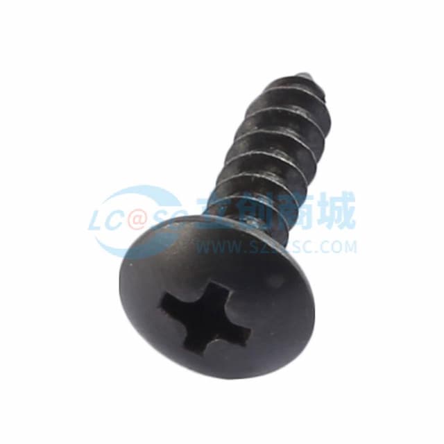 顺天五金，大扁头螺丝伞头十字自攻尖咀螺栓螺钉，TA4X16，头部直径D=8.8mm，黑色实物图
