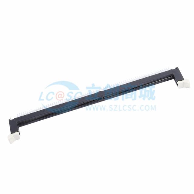 DDR4连接器 DIP插件 通孔焊接 内存插槽 引脚L=3.18mm 本体黑色 耳扣白色实物图