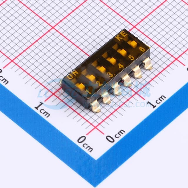 2.54mm 6位平推 拨码开关 贴片实物图