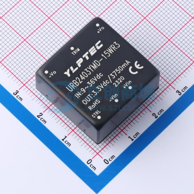 【插件】 15W，超宽电压输入，隔离稳压单路/双路输出DC/DC电源模块实物图