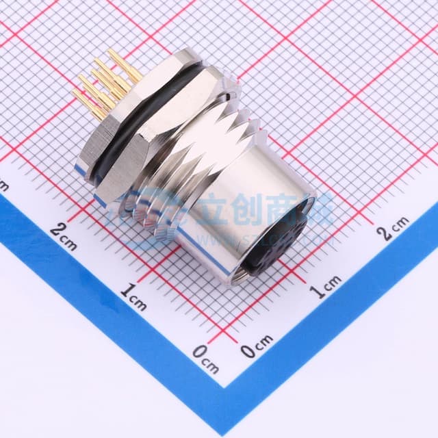 M12板后安装孔型插座PCB式实物图