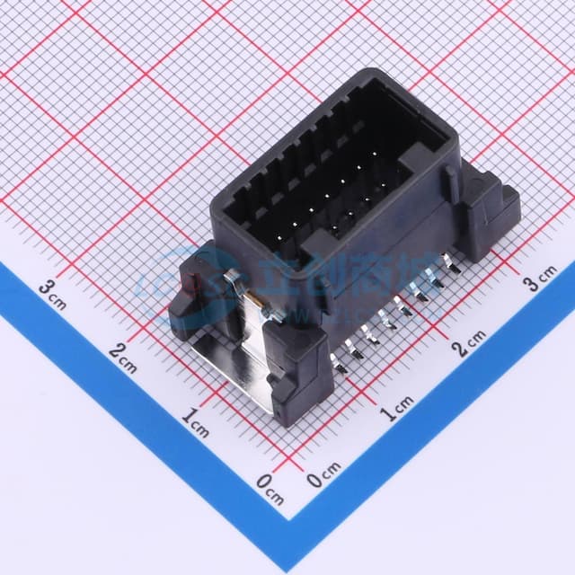 白色 汽车连接器2.2mm间距(1717396-2)立贴针座,PBT料, 16P实物图
