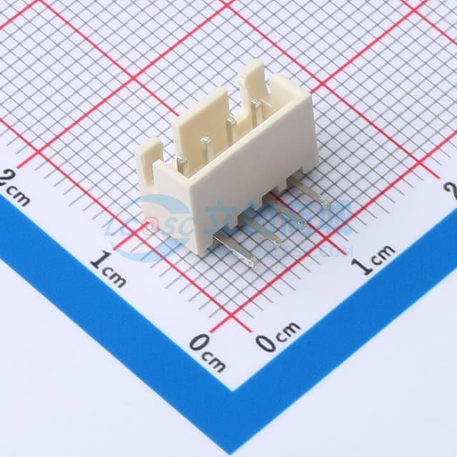 【插件】米色 1x4P 间距:2.54mm 弯插 系列:XH 插件铜实物图