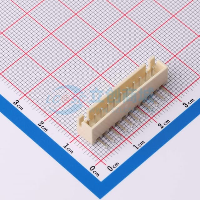 【插件】米色 1x11P 间距:2.54mm 弯插 系列:XH 插件铜实物图