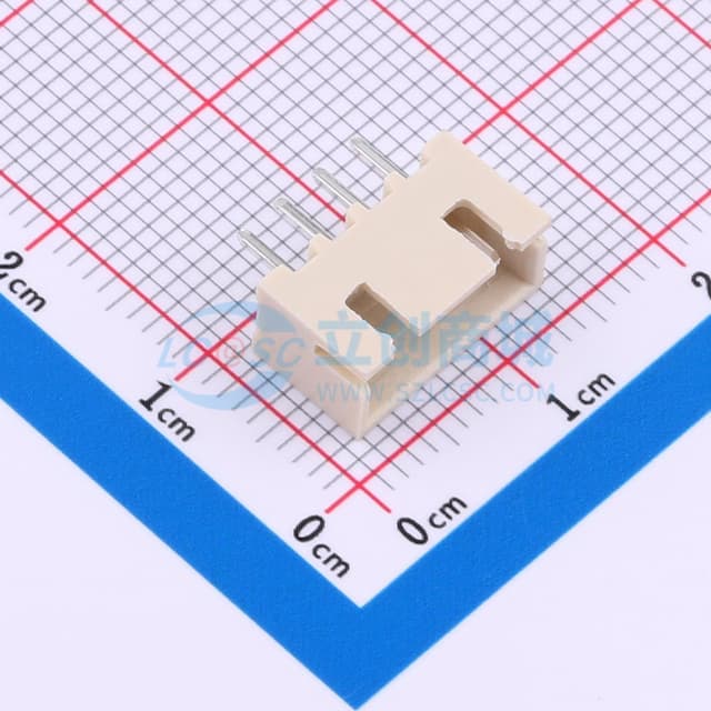 【插件】米色 1x4P 间距:2.54mm 直插 系列:XH 插件铜实物图
