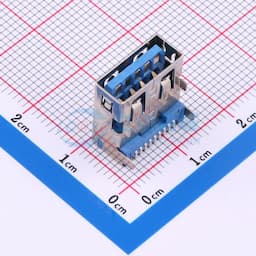 蓝色 Type-A 母 卧贴 USB3.0 AF贴板直脚平口 编带缩略图