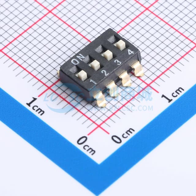 DSIC 2.54贴片高推4位 间距2.54mm 平拨 凹槽式 4位拨码开关实物图