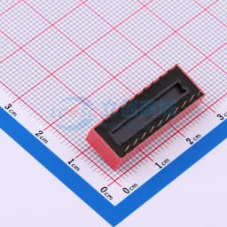 【插件】2.54mm间距 10位 直插平拨凸起式 红色 拨码开关缩略图