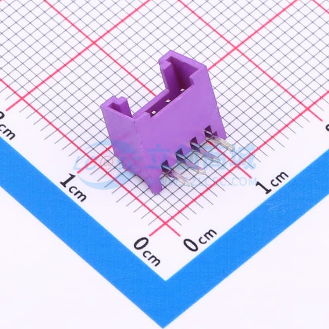 紫色 1x4P 间距:2mm 弯插 系列:HY实物图