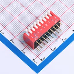 2.54mm间距 9位 琴键式 直插侧拨长柄 红色 拨码开关缩略图